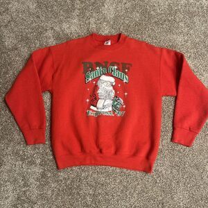 VTG 90s Santa Express Christmas Sweatshirt Men L BNSF Train 1997 Red Crewneck